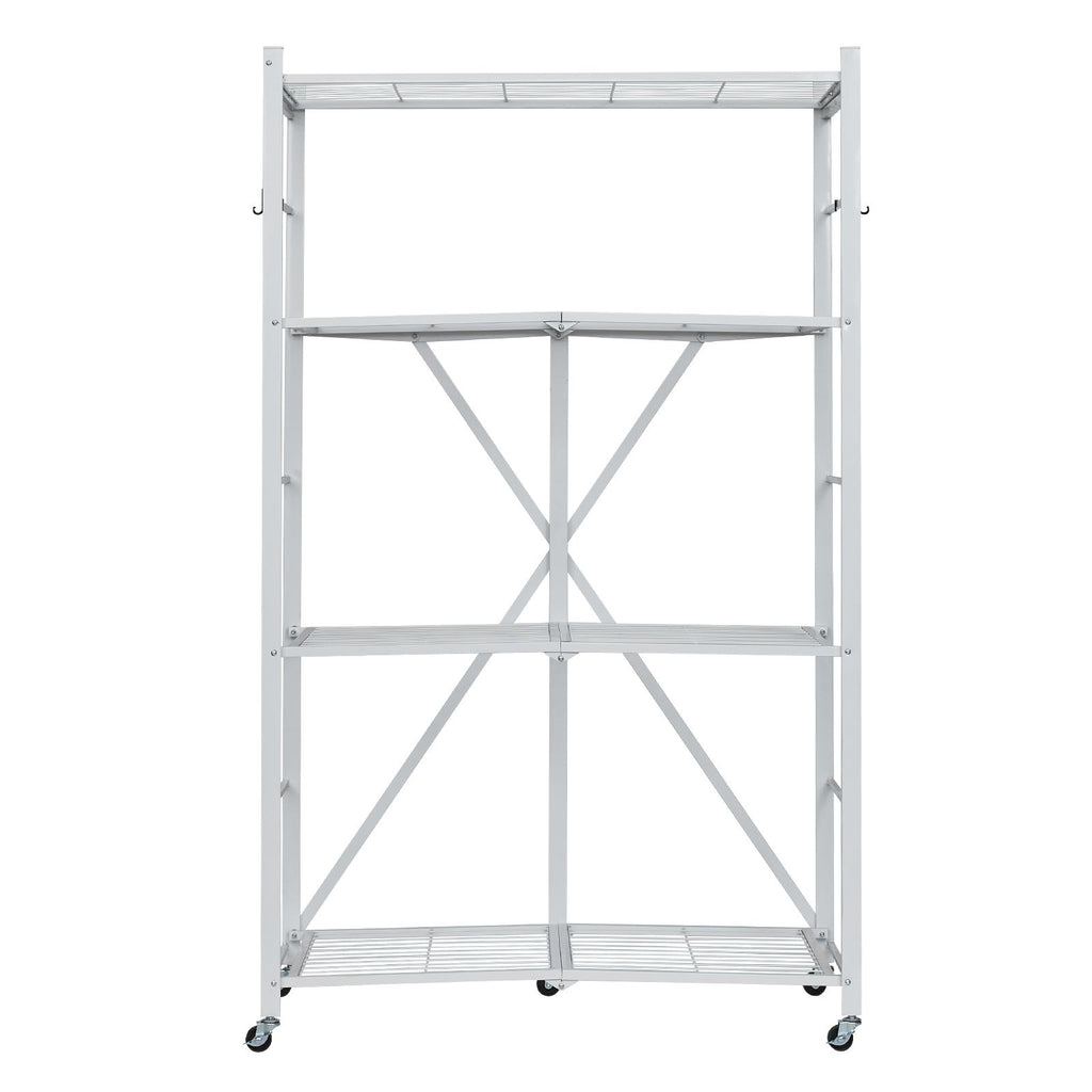 4-Tier Foldable Storage Shelf, 36W x 21D x 60 H Folding Metal Rack Shelving Unit, No Assembly O