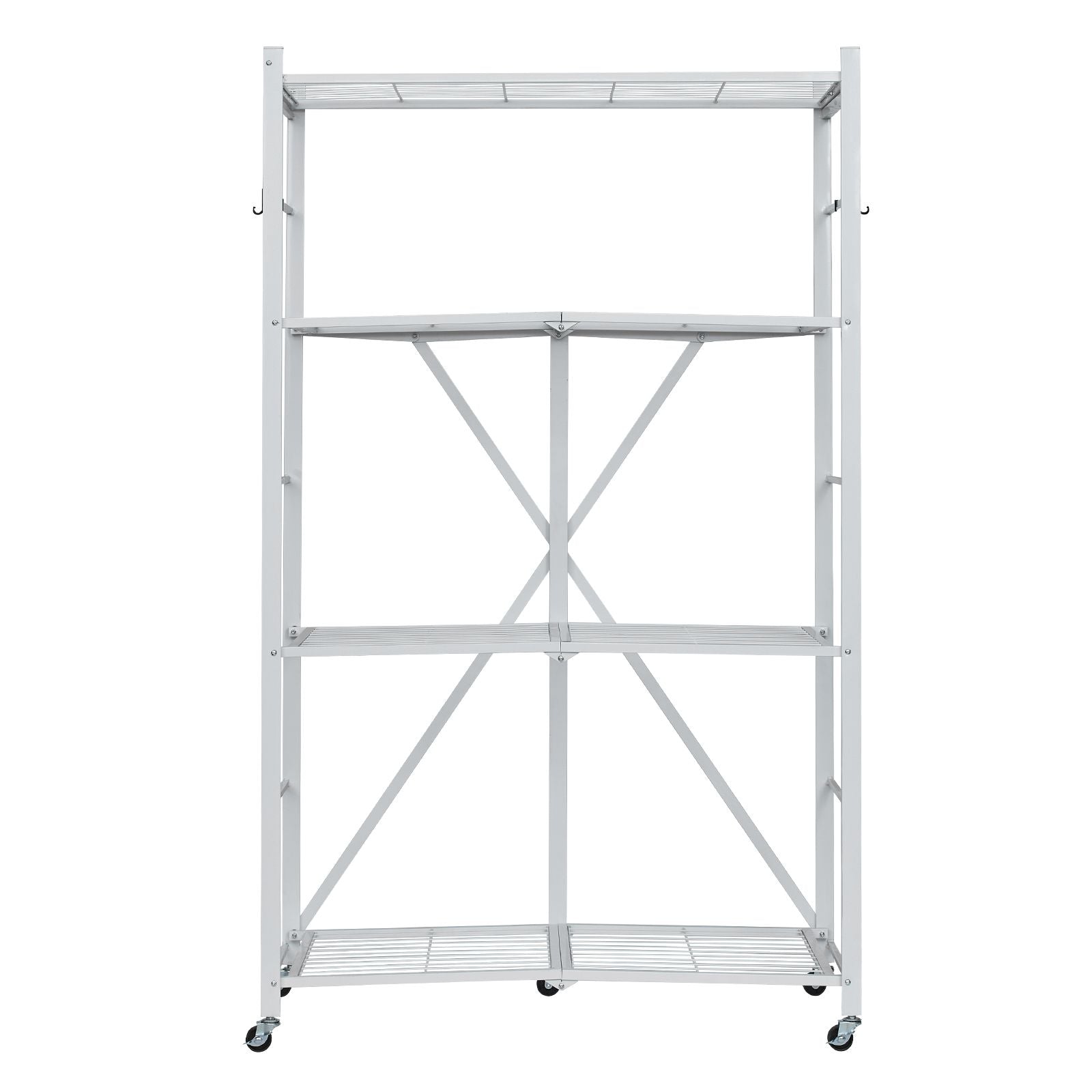 4-Tier Foldable Storage Shelf, 36W x 21D x 60 H Folding Metal Rack Shelving Unit, No Assembly O