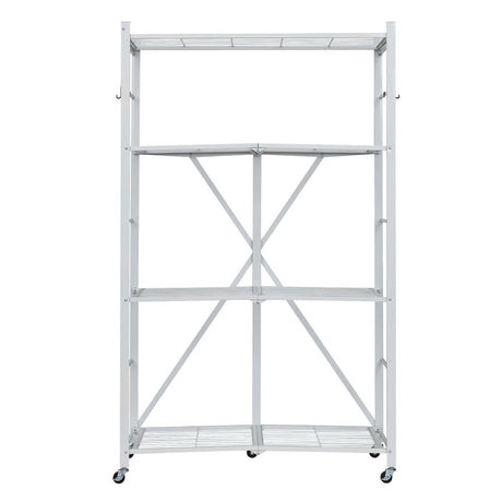 4-Tier Foldable Storage Shelf, 36W x 21D x 60 H Folding Metal Rack Shelving Unit, No Assembly O