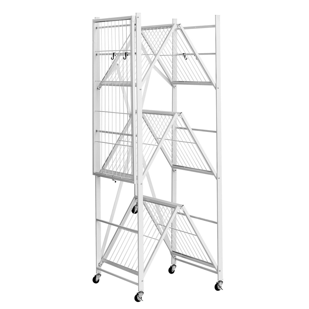 4-Tier Foldable Storage Shelf, 36W x 21D x 60 H Folding Metal Rack Shelving Unit, No Assembly O