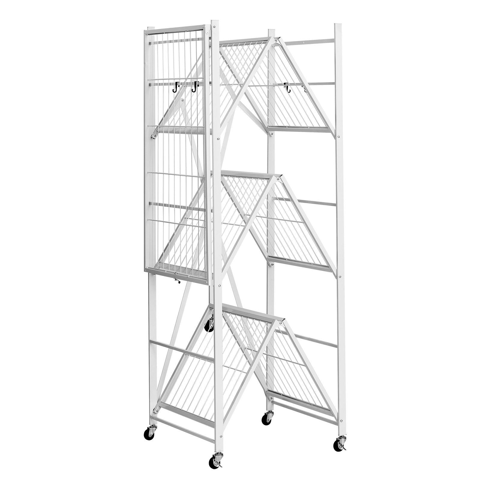 4-Tier Foldable Storage Shelf, 36W x 21D x 60 H Folding Metal Rack Shelving Unit, No Assembly O