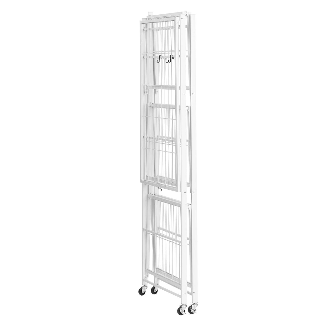 4-Tier Foldable Storage Shelf, 36W x 21D x 60 H Folding Metal Rack Shelving Unit, No Assembly O