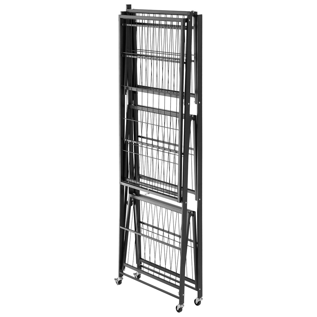 4-Tier Foldable Storage Shelf, 36W x 21D x 60H Folding Metal Rack Shelving Unit, No Assembly Or