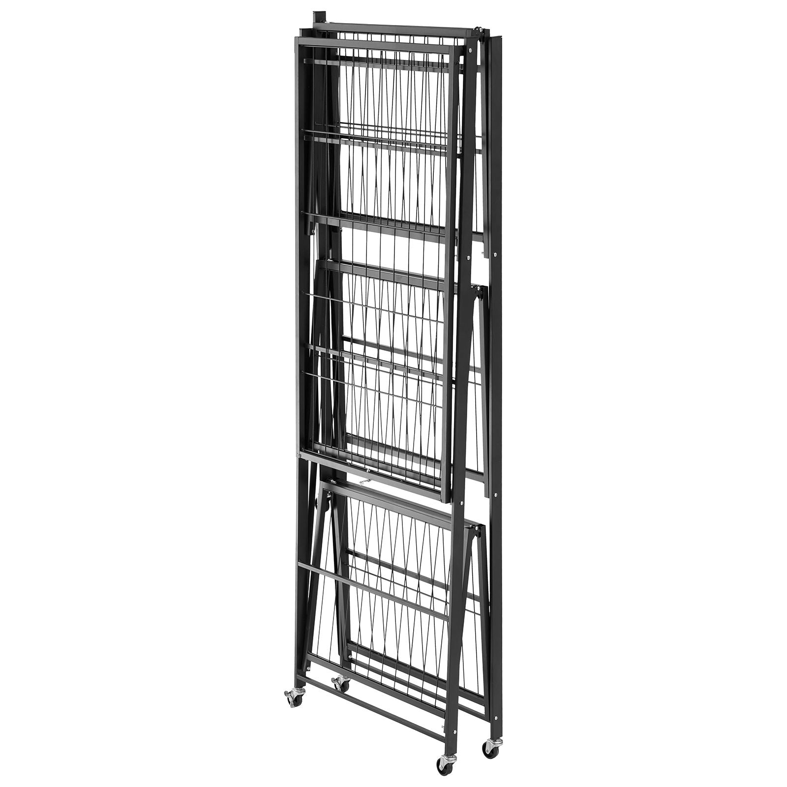 4-Tier Foldable Storage Shelf, 36W x 21D x 60H Folding Metal Rack Shelving Unit, No Assembly Or