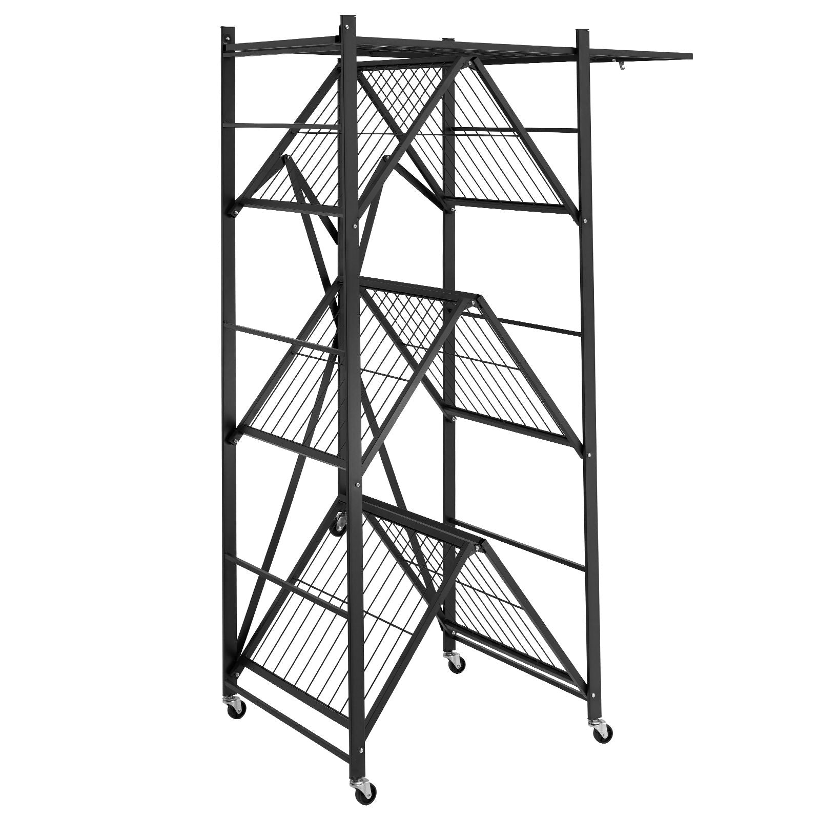 4-Tier Foldable Storage Shelf, 36W x 21D x 60H Folding Metal Rack Shelving Unit, No Assembly Or