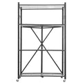 4-Tier Foldable Storage Shelf, 36W x 21D x 60H Folding Metal Rack Shelving Unit, No Assembly Or