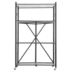 4-Tier Foldable Storage Shelf, 36W x 21D x 60H Folding Metal Rack Shelving Unit, No Assembly Or