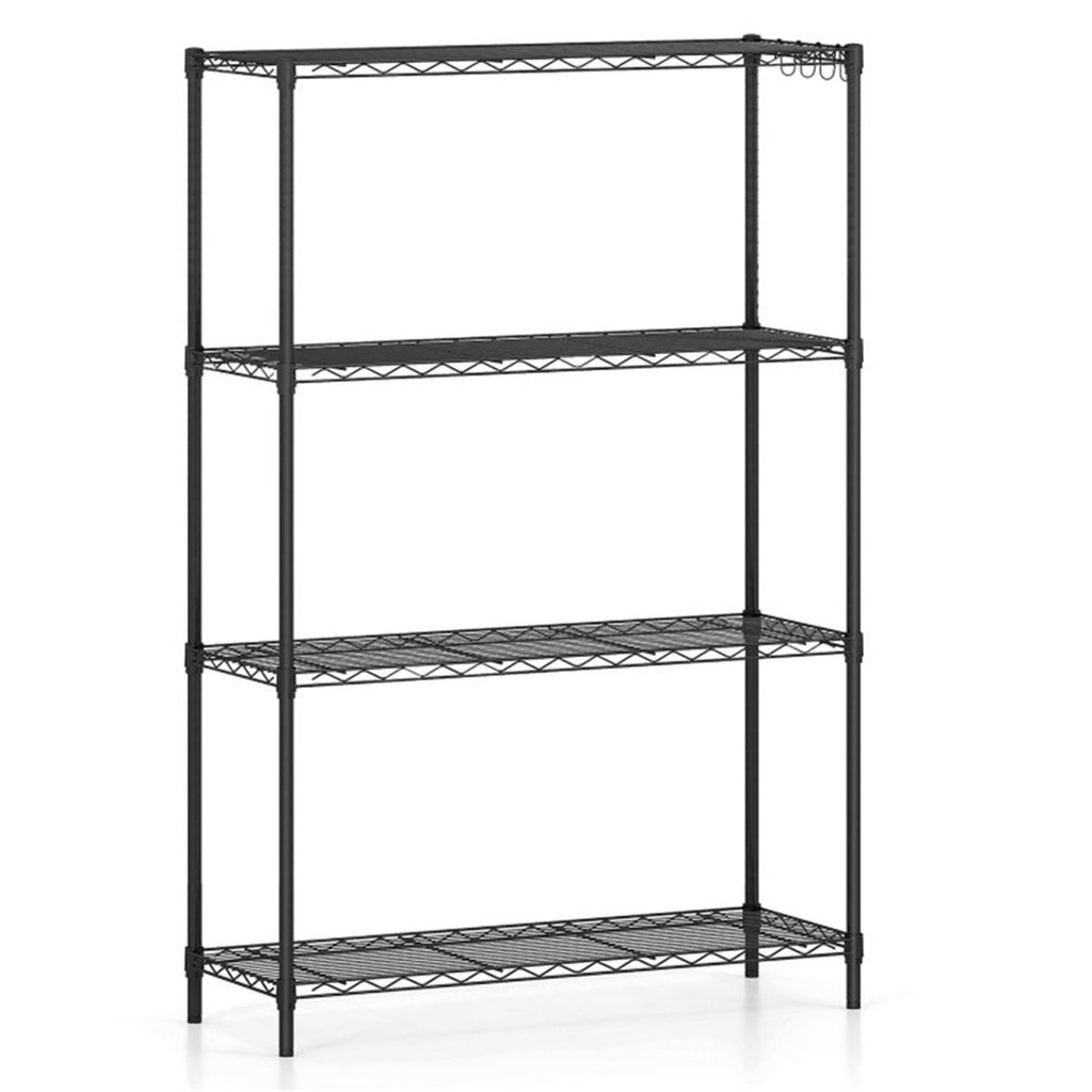practical Storage Rack with Adjustable Shelves and Hooks