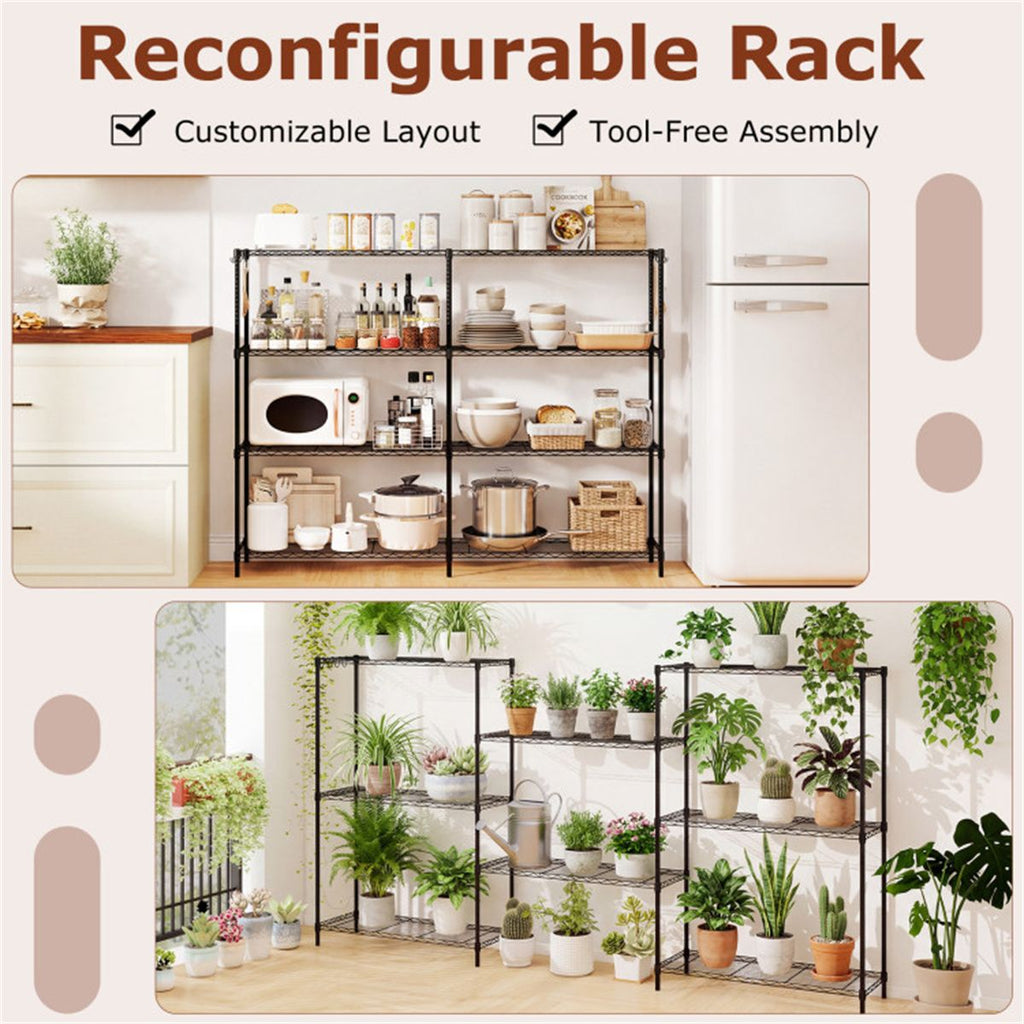 practical Storage Rack with Adjustable Shelves and Hooks