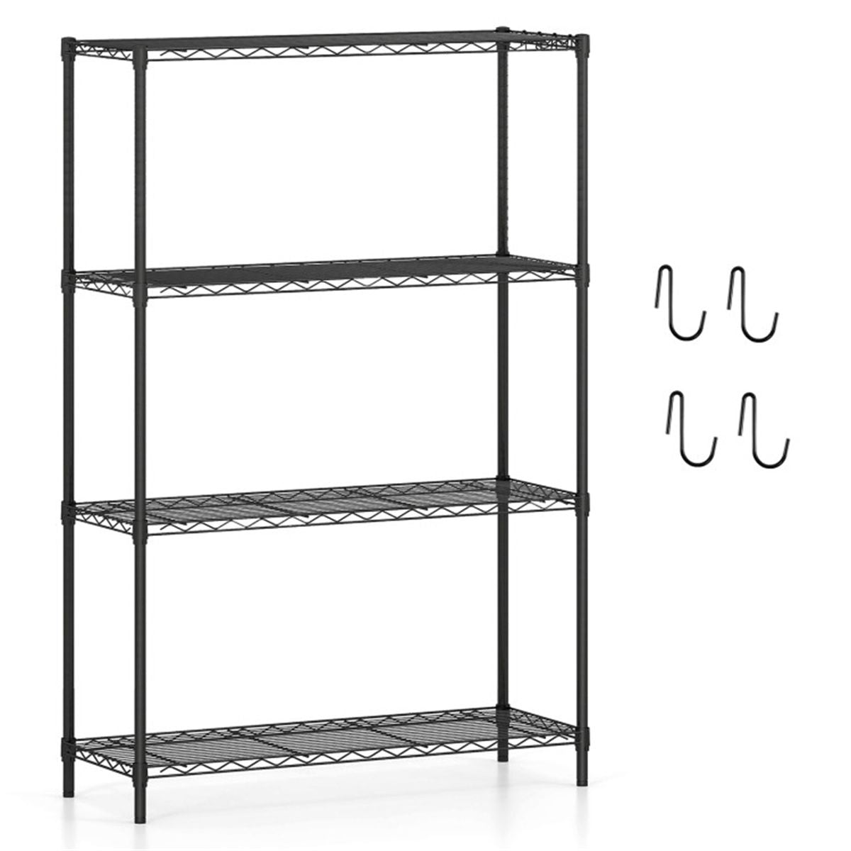 practical Storage Rack with Adjustable Shelves and Hooks
