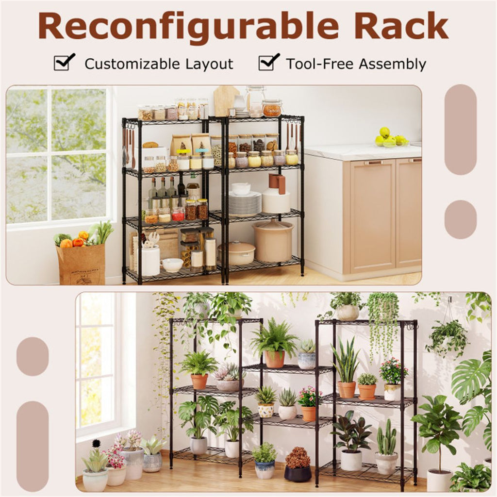 4-Tier practical Metal Wire Shelving – Capacity, Adjustable & Tool-Free Setup