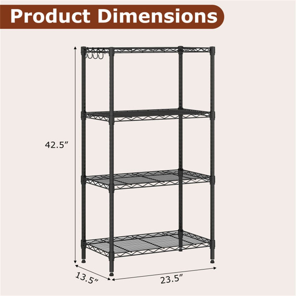 4-Tier practical Metal Wire Shelving – Capacity, Adjustable & Tool-Free Setup
