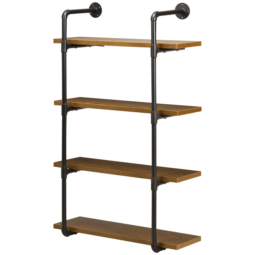 Industrial Style Wall-Mounted Bookshelf with Open Tiered Shelves
