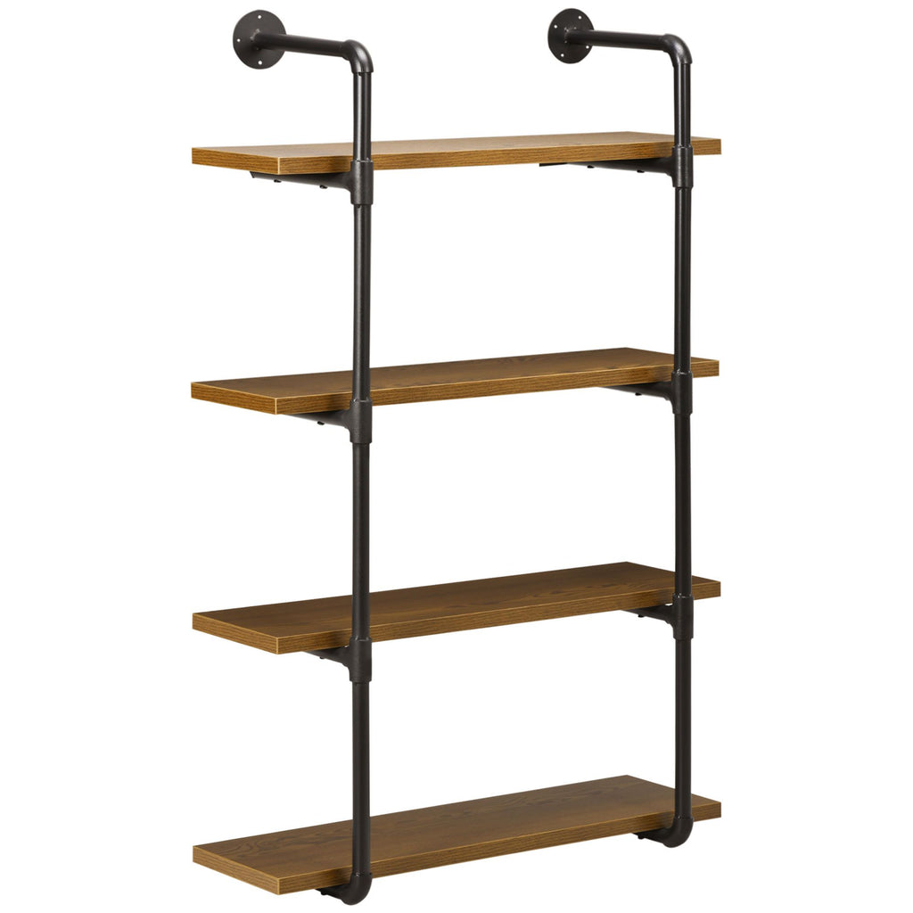 Industrial Style Wall-Mounted Bookshelf with Open Tiered Shelves