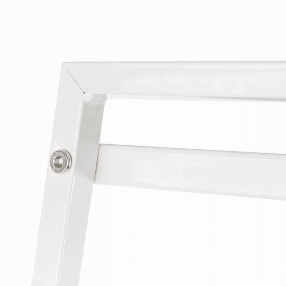 4-Tier Iron Bookshelf with Open Shelves, Ivory White Finish for Living Room or Home Office
