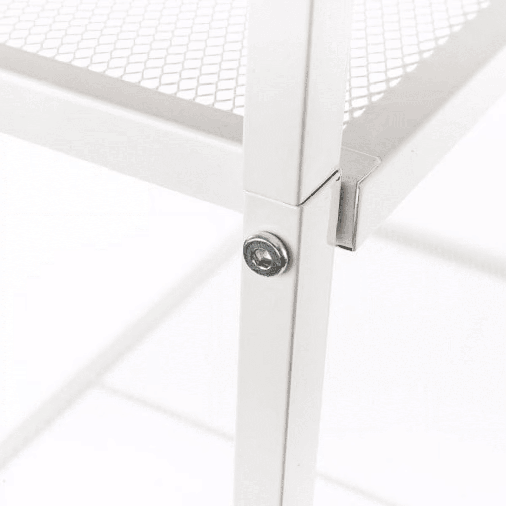 4-Tier Iron Bookshelf with Open Shelves, Ivory White Finish for Living Room or Home Office