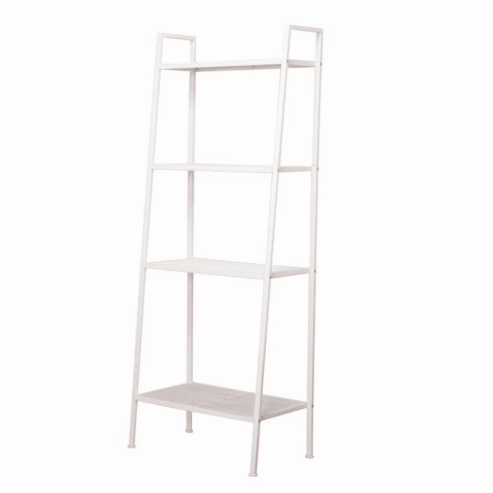 4-Tier Iron Bookshelf with Open Shelves, Ivory White Finish for Living Room or Home Office