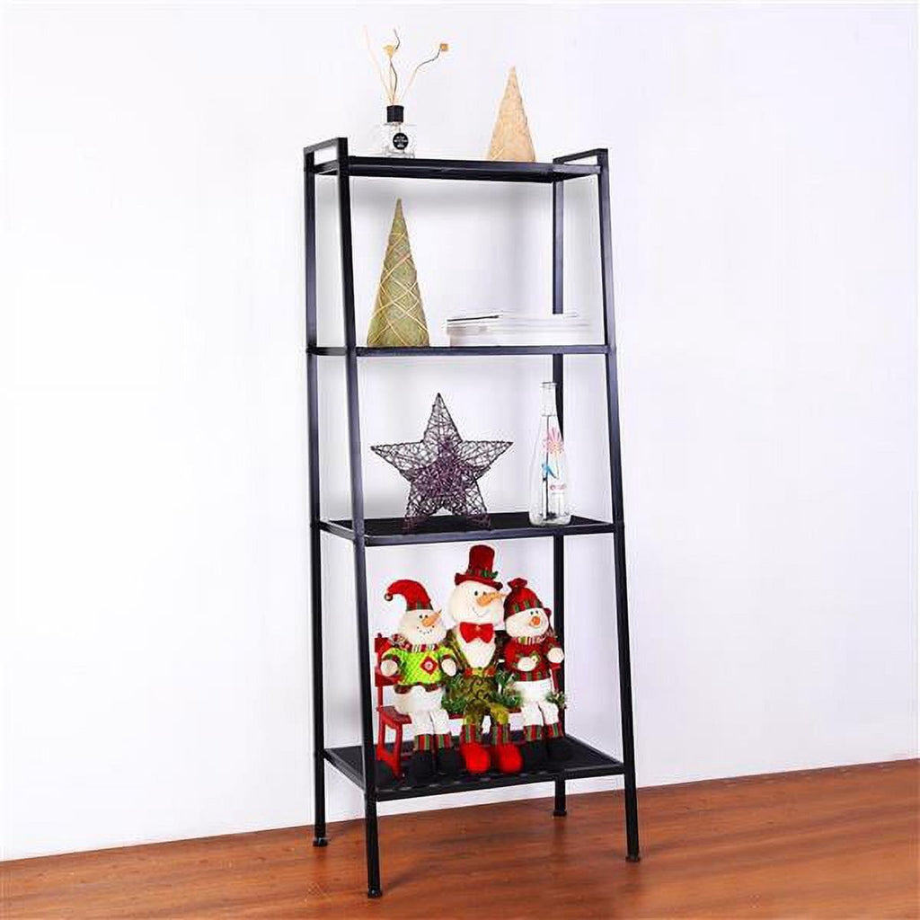 Black Four-Tier Bookshelf for Compact Rooms