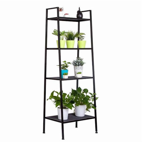 Black Four-Tier Bookshelf for Compact Rooms