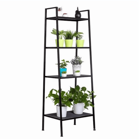 4 Tier Iron Bookshelf, Freestanding Metal Bookcase Storage Shelf for Books and Decor