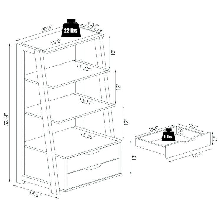 4-Tier Ladder Bookshelf with Drawers – Stylish Storage Solution