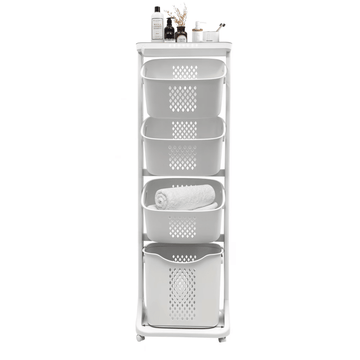 4-Tier Laundry Hamper Sorter with Removable Baskets and Wheels