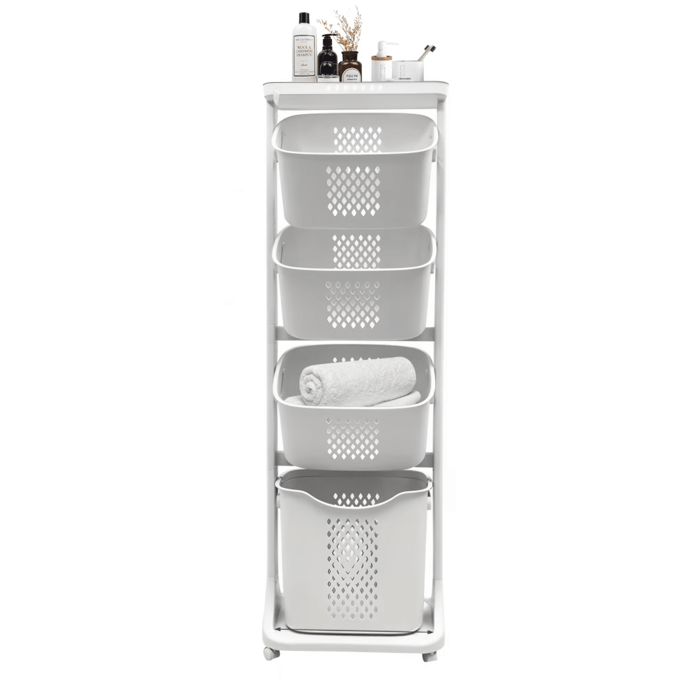 4-Tier Laundry Hamper Sorter with Removable Baskets and Wheels