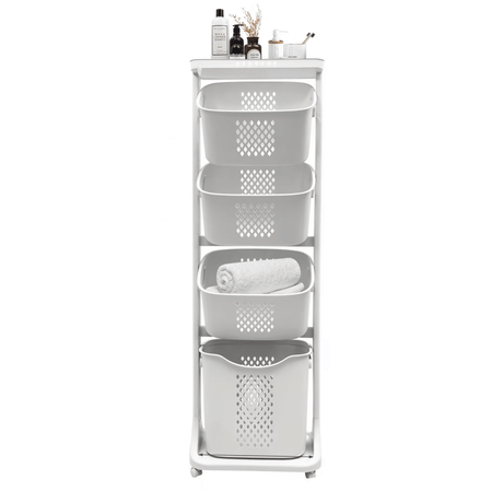 4-Tier Laundry Hamper Sorter with Removable Baskets and Wheels