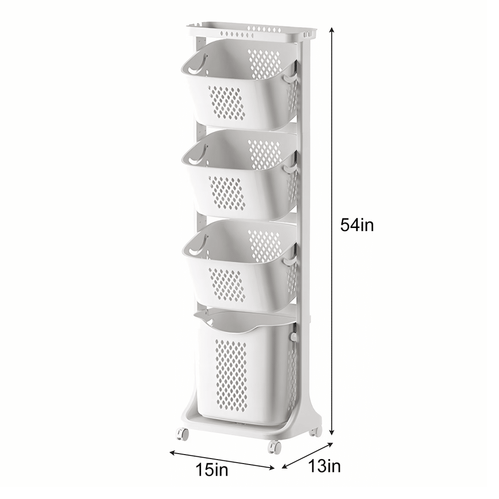 4-Tier Laundry Hamper Sorter with Removable Baskets and Wheels