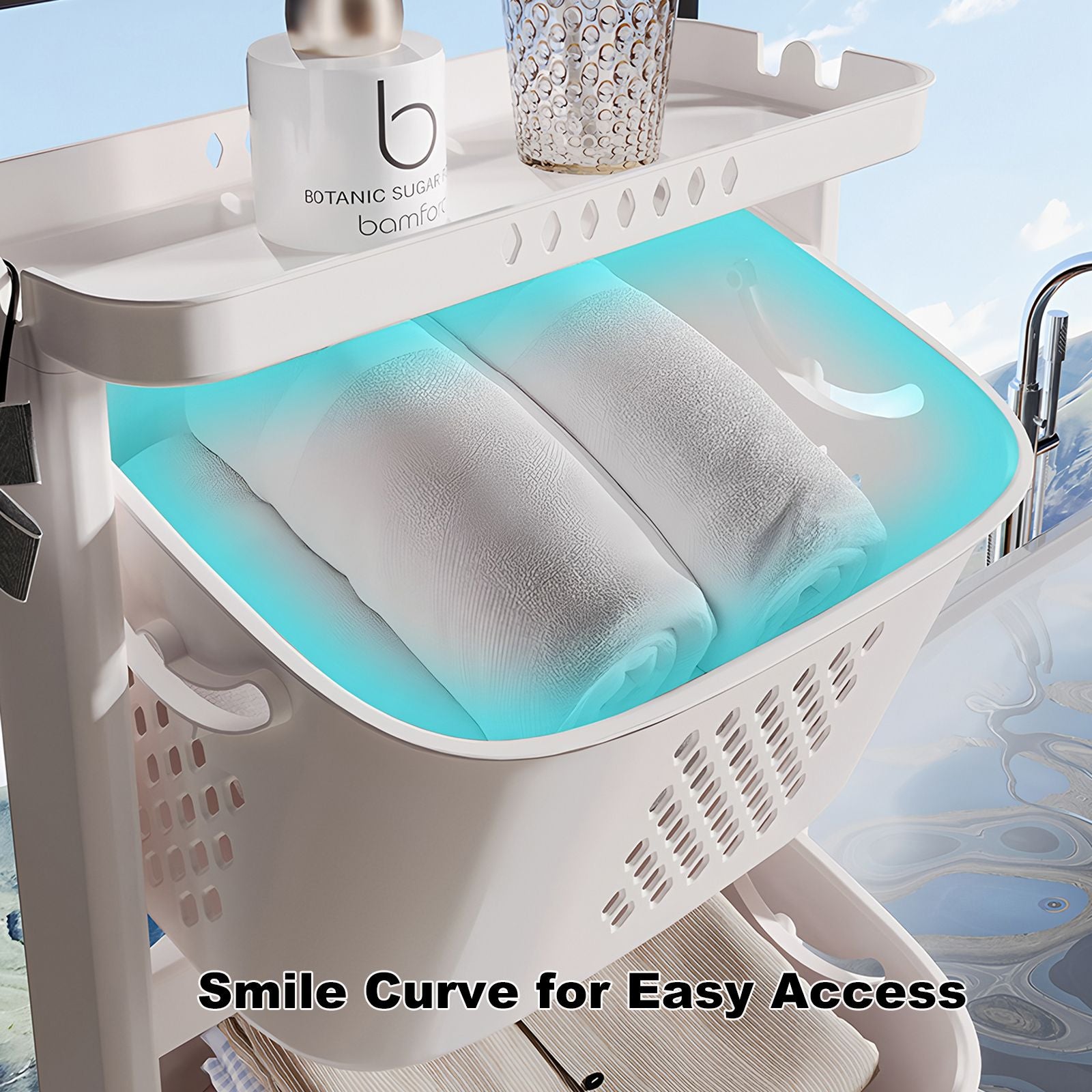 4-Tier Rolling Laundry Hamper Sorter with Removable Baskets