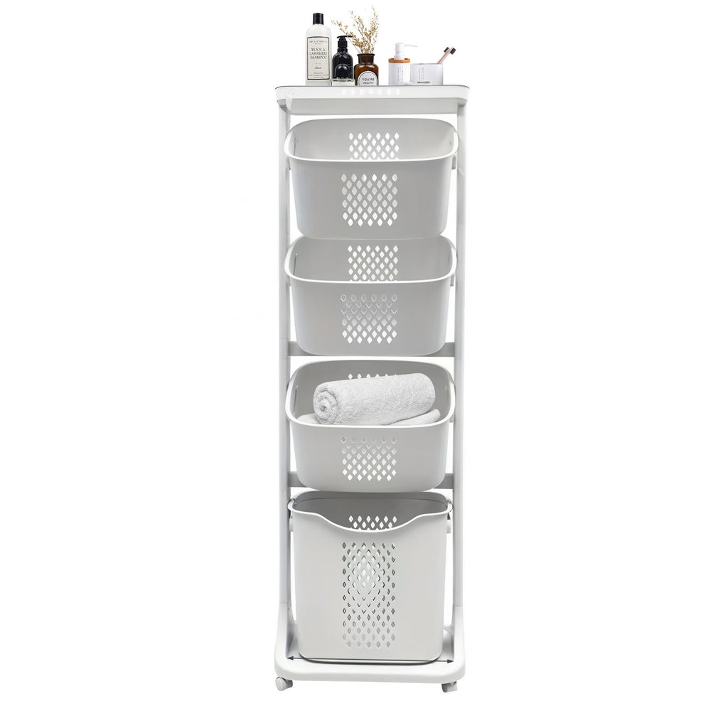 4-Tier Rolling Laundry Hamper Sorter with Removable Baskets