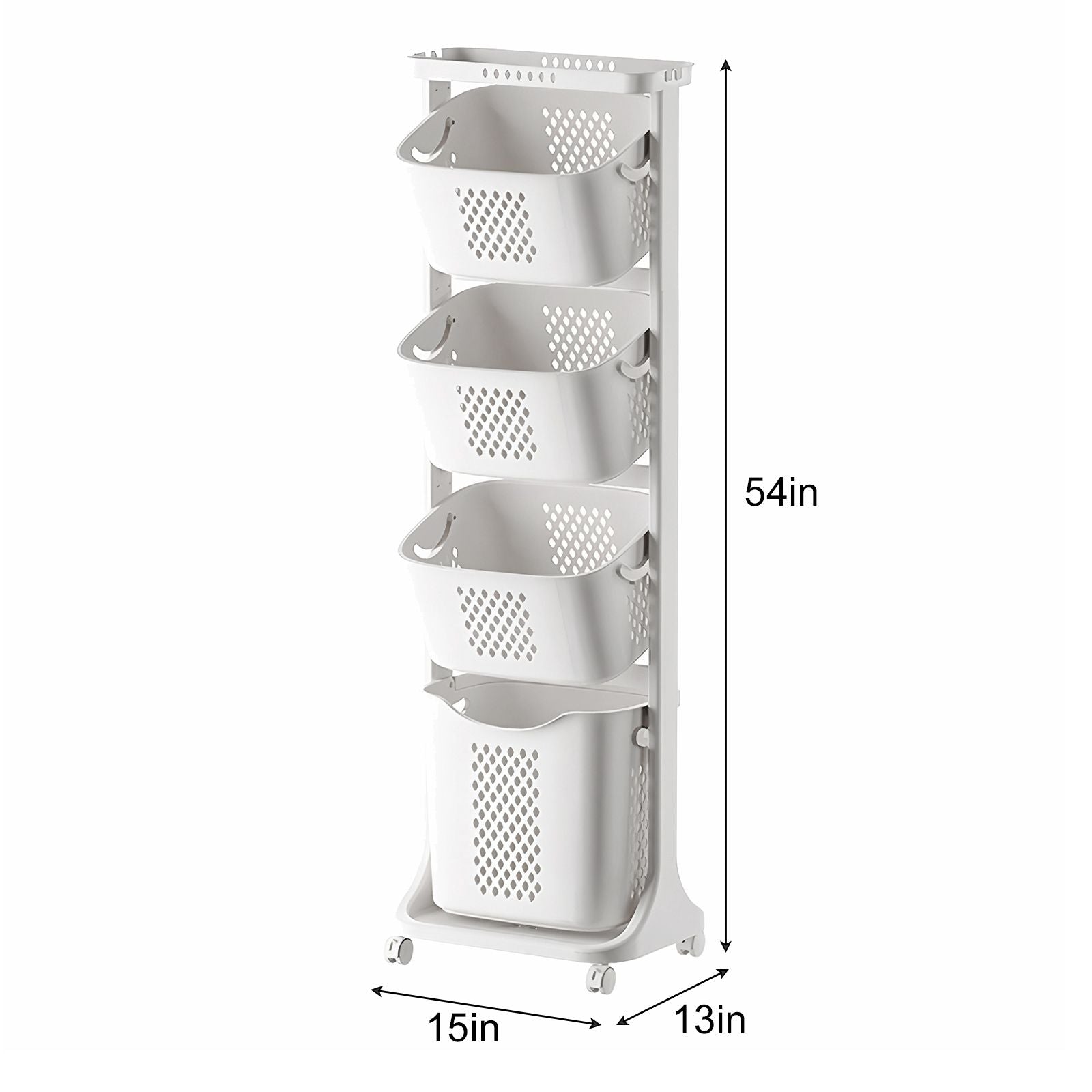 4-Tier Rolling Laundry Hamper Sorter with Removable Baskets