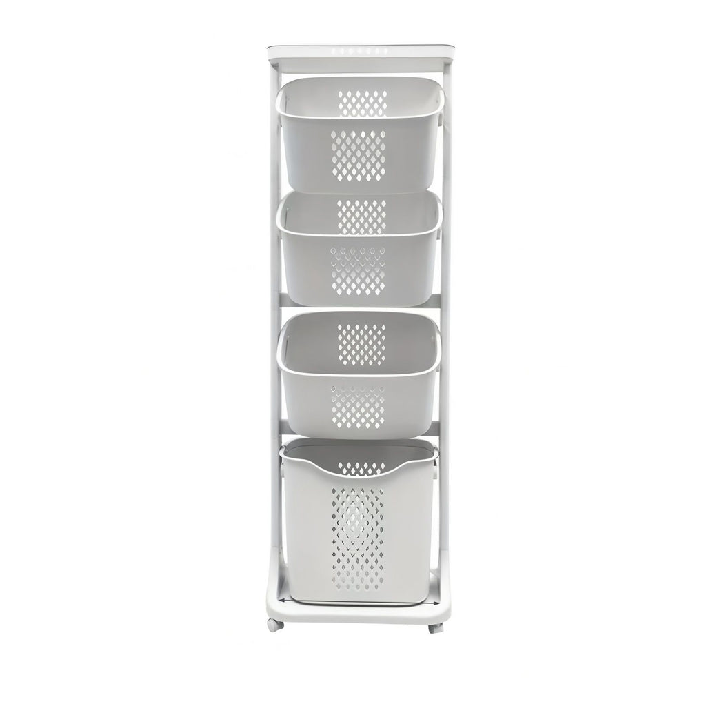 4-Tier Rolling Laundry Hamper Sorter with Removable Baskets