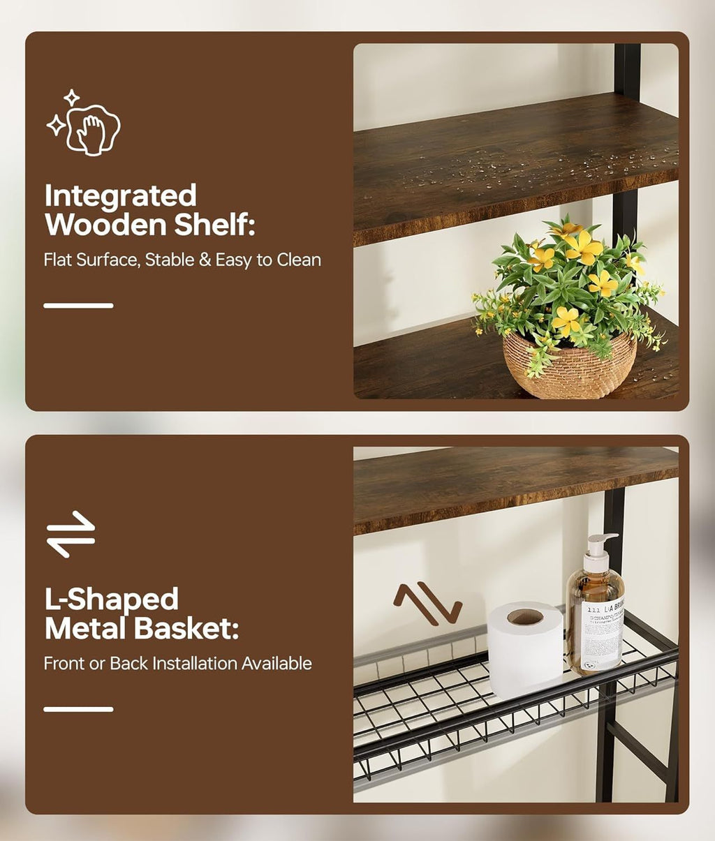 Four-Tier Over-the-Toilet Storage Rack with Open Net Basket for Bathroom
