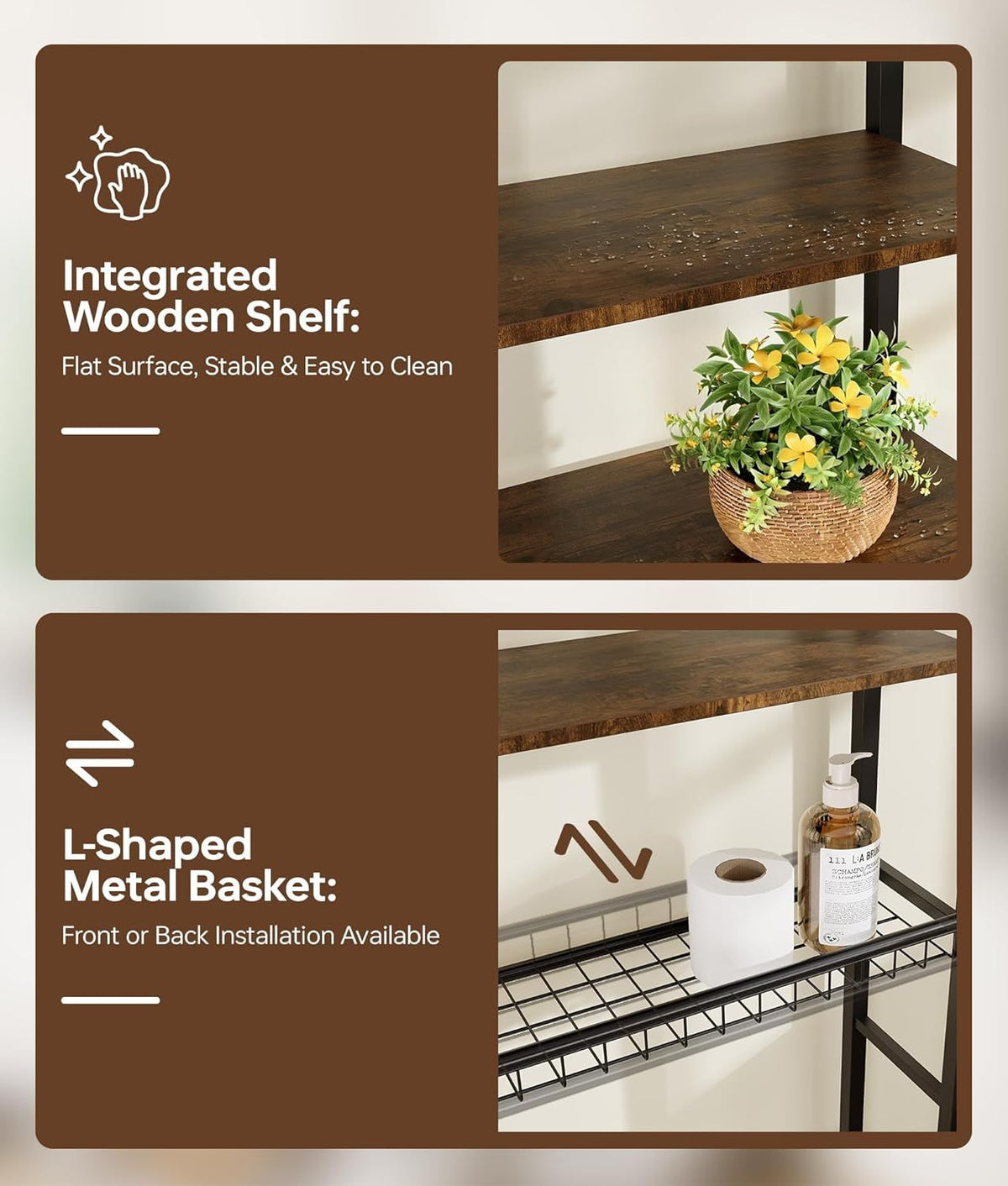 Four-Tier Over-the-Toilet Storage Rack with Open Net Basket for Bathroom