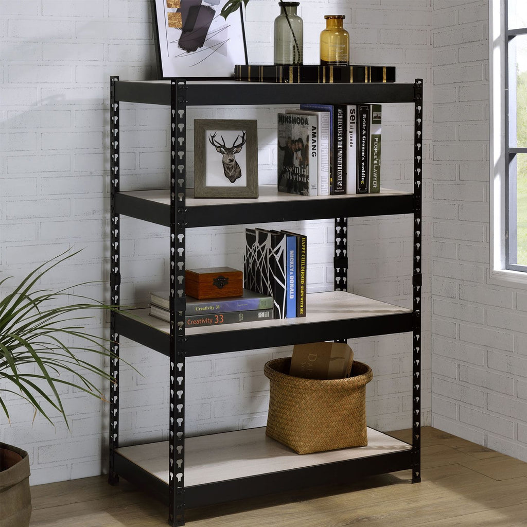 Rectangular Bookcase with Adjustable Shelves and Industrial Open Frame