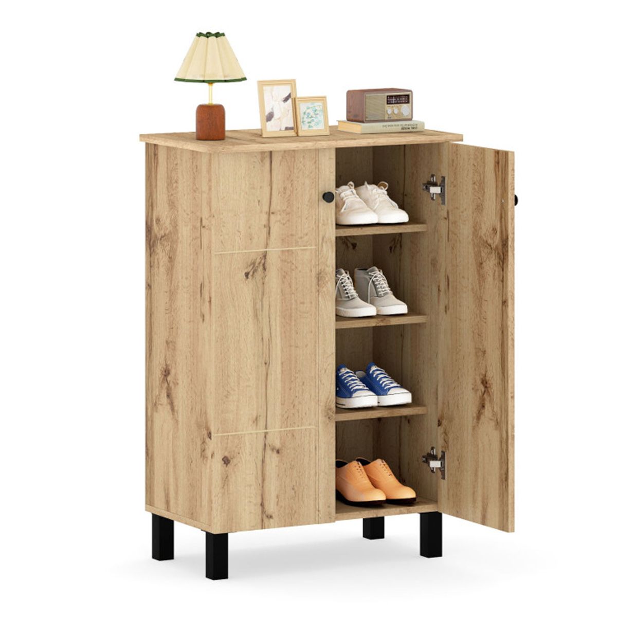 Farmhouse Shoe Cabinet with Removable Shelves