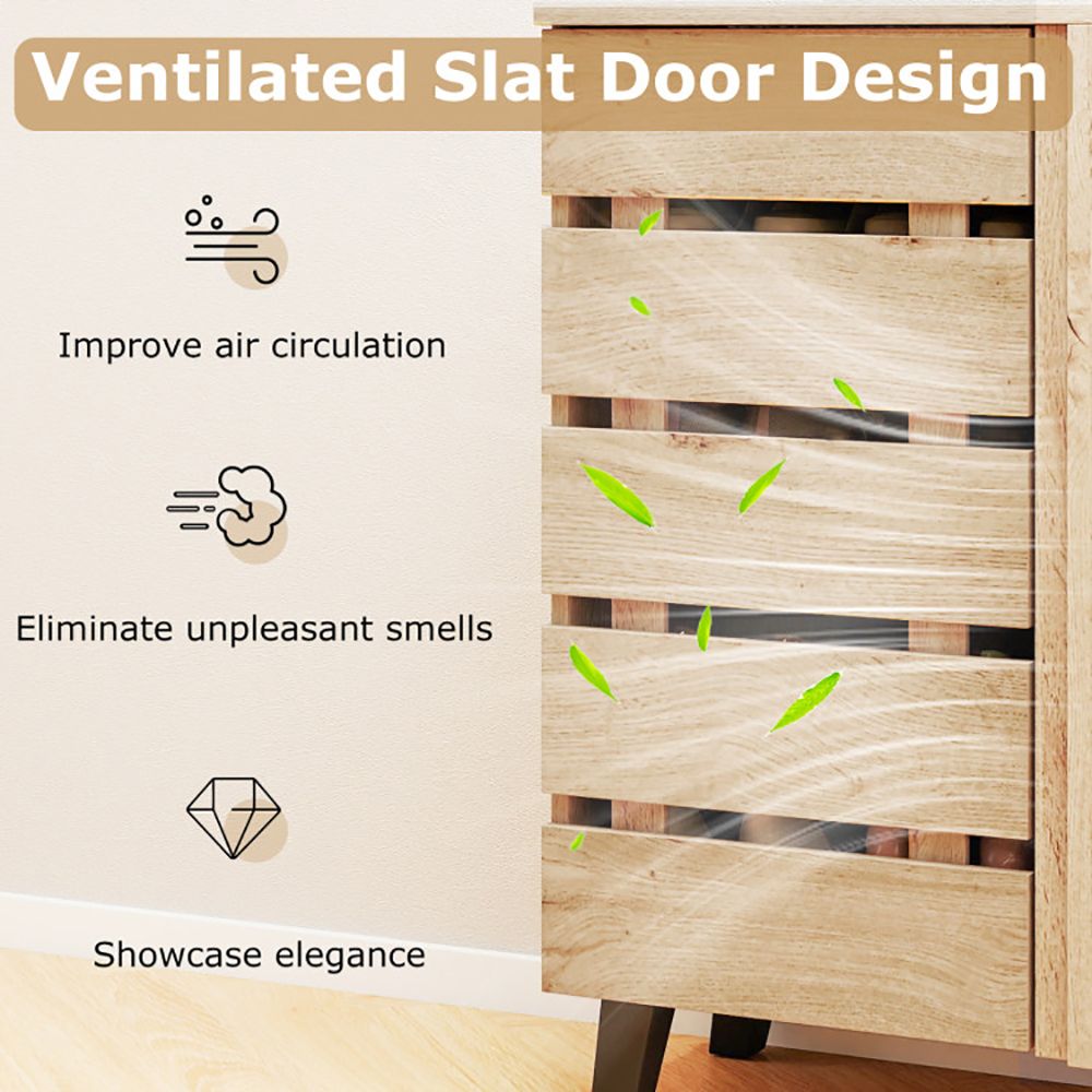 4-Tier Shoe Cabinet with Louvered Door and Removable Shelves