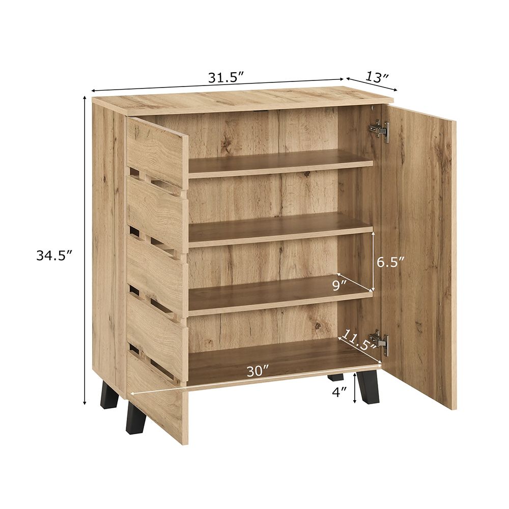 4-Tier Shoe Cabinet with Louvered Door and Removable Shelves