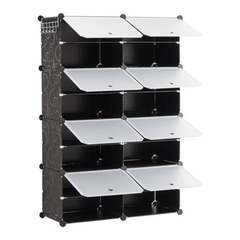 4-Tier Shoe Rack with Side Hooks, 32-Pair Capacity Sturdy Metal Frame Storage Organizer