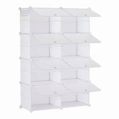 4-Tier Shoe Rack with Side Hooks, 32-Pair Capacity Sturdy Metal Frame Storage Organizer