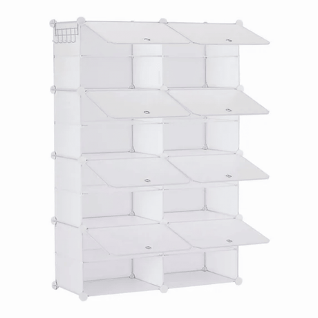 4-Tier Shoe Rack with Side Hooks, 32-Pair Capacity Sturdy Metal Frame Storage Organizer