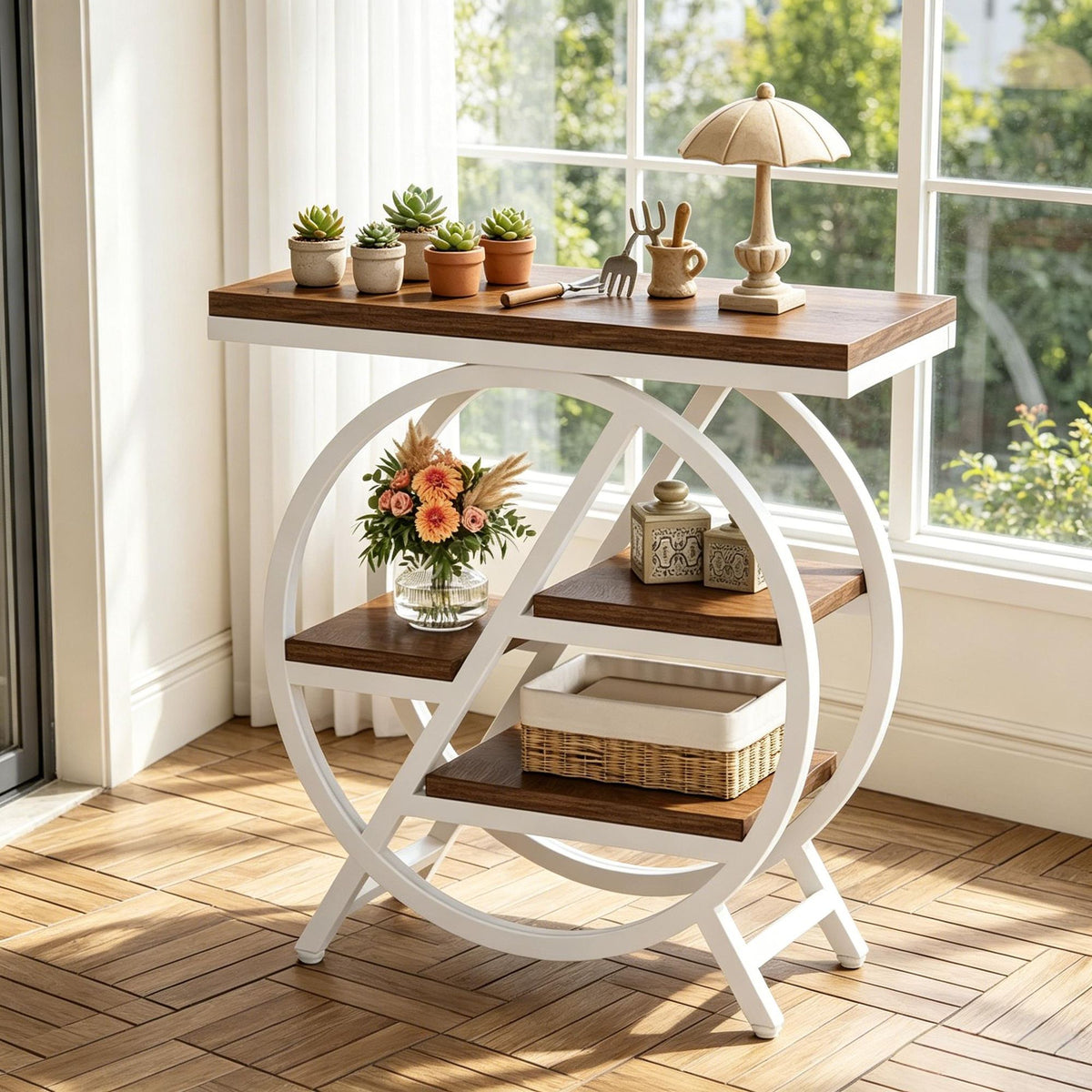 Rustic Industrial Four-Tier Side Table