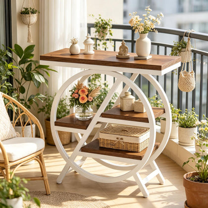 Rustic Industrial Four-Tier Side Table
