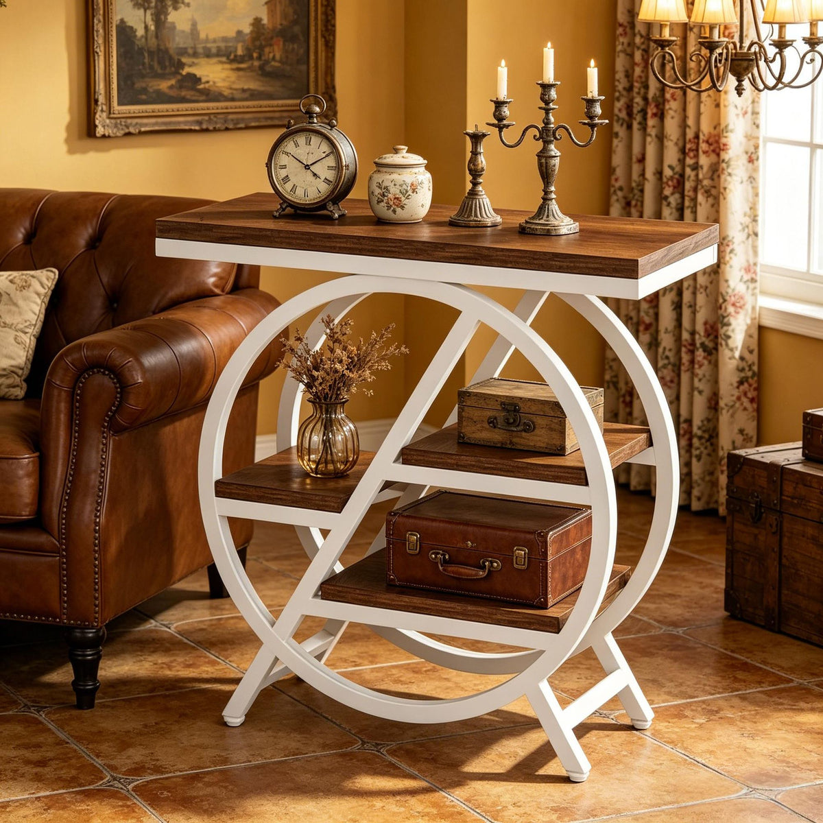 Rustic Industrial Four-Tier Side Table