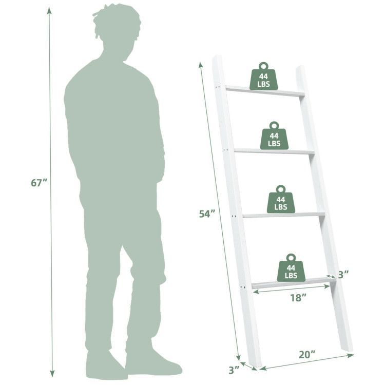 Four-Tier Leaning Ladder Shelf for Blankets and Towels