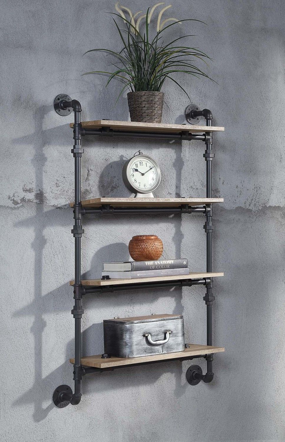 Four-Tier Wall Shelf for Farmhouse Industrial Decor