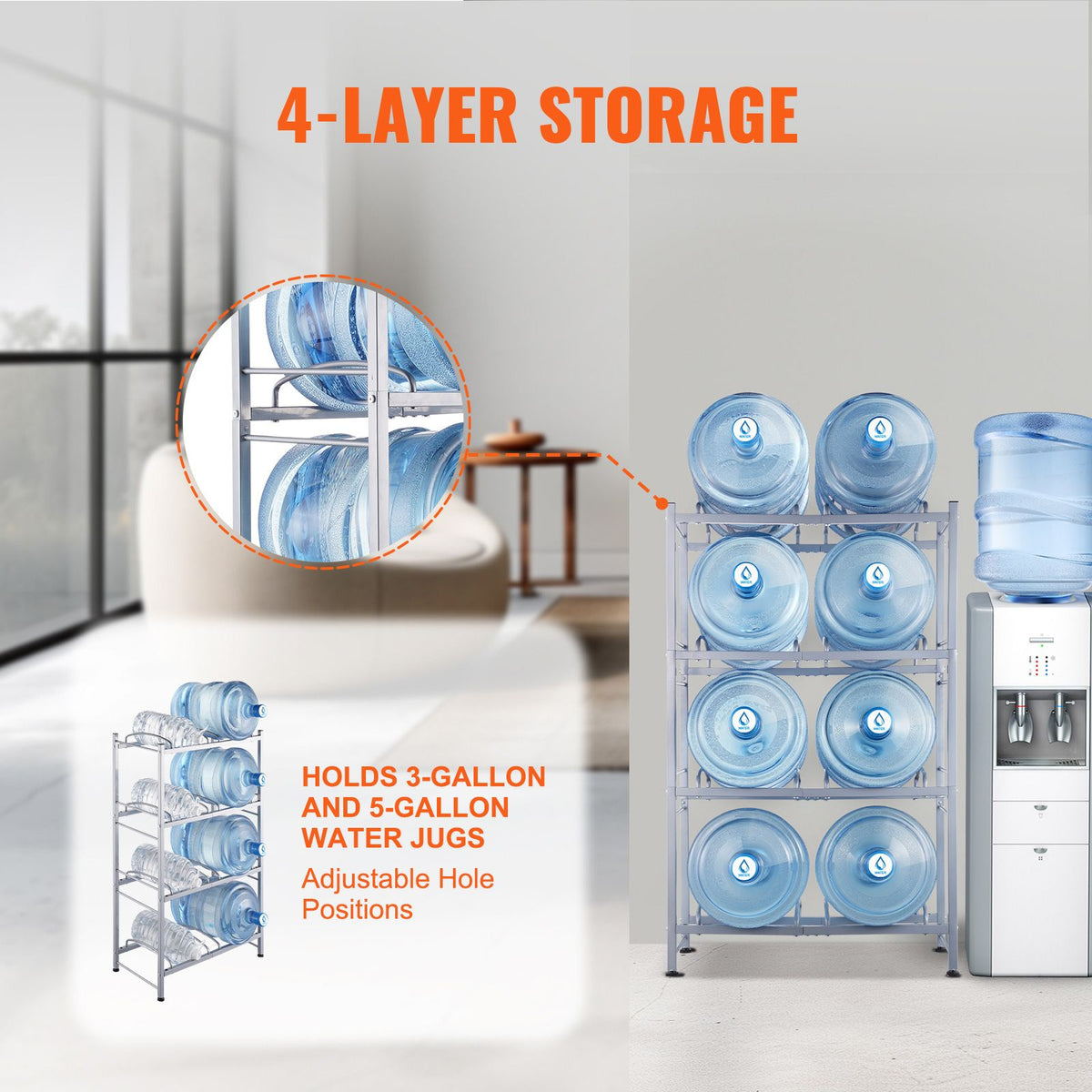 Four-Tier Double-Row Water Jug Organizer