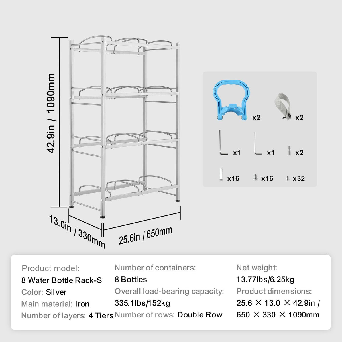 Four-Tier Double-Row Water Jug Organizer