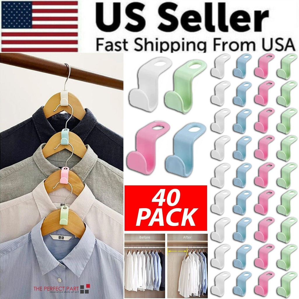 Clothes Hanger Connector Hooks for Space-Saving Closets